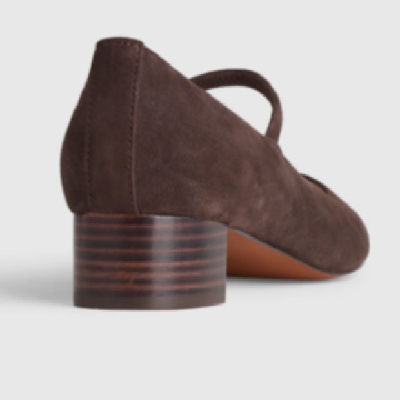 Madewell The Greta Pump Dark Brown Suede Mary Jane Block Heels Womens Size 8 New - Picture 3 of 9
